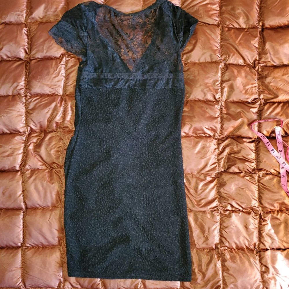Free People Little Black Dress with Scrunch and Lace See Measurements